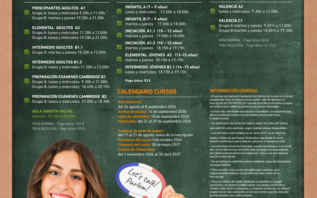LISTAS INSCRITOS en Talleres y Cursos 2026-27